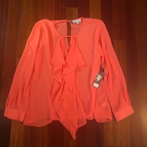 Jennifer López Orange Ruffle Blouse NWT Kohl’s